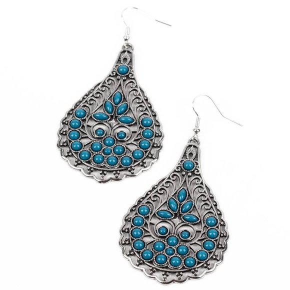 Botanical Beauty - Blue Earrings - Picture 2 of 2